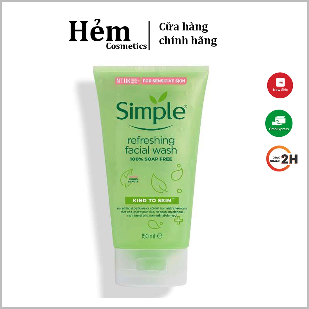 [Chuẩn Auth] - Sữa Rửa Mặt Simple Gel Kind To Skin Refreshing Facial Wash Gel 150ml