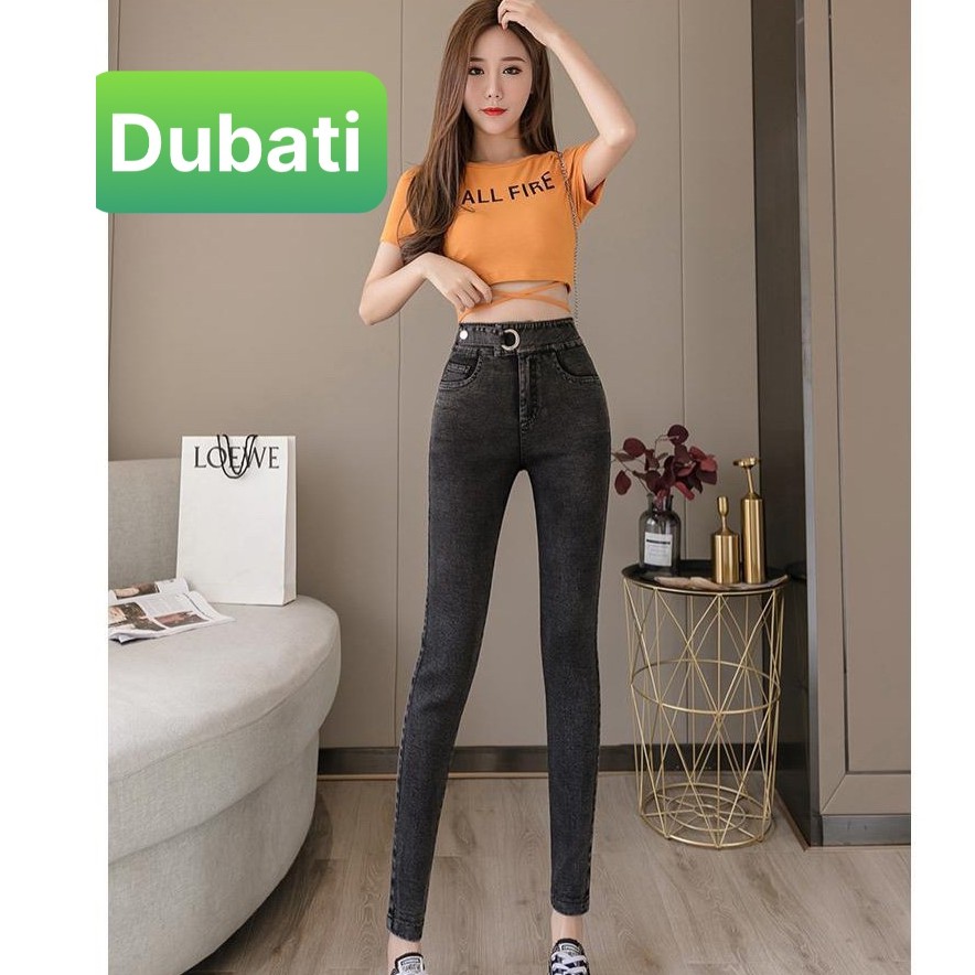 QUẦN JEAN BAGGY NỮ CHẤT BÒ XANH RÁCH HOA CÚC LƯNG CAO NÂNG MÔNG 223 - DUBATI FASHION
