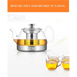 (Order) BÌNH PHA TRÀ NHIỆT ĐỘ CAO THỦY TINH THÉP KHÔNG GỈ CÓ LÕI LỌC/ ẤM TRÀ BẾP ĐIỆN TỪ ĐƠN GIẢN TINH TẾ YAFENG