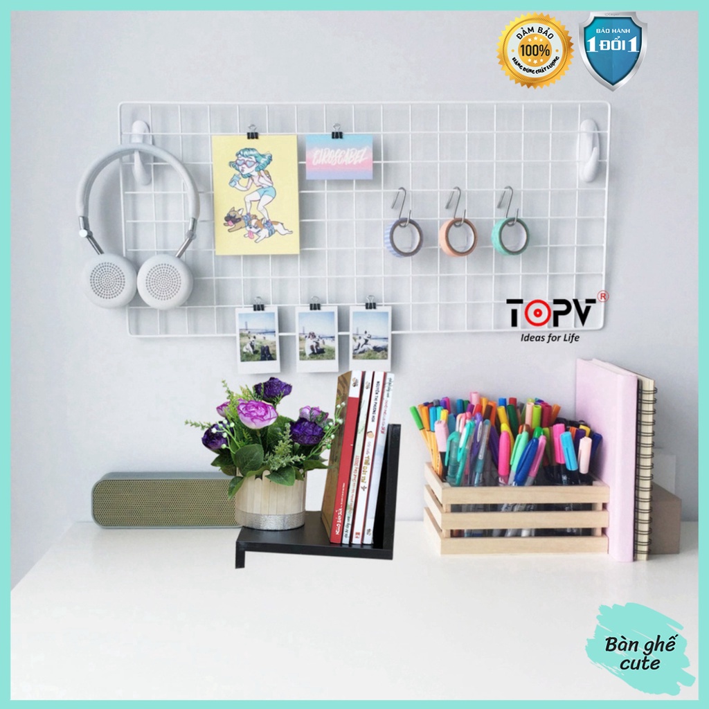 Giá sách để bàn học bàn làm việc TOPV gỗ mini đựng đồ decor trên kệ sách giá rẻ để đỡ vở cho bé nhỏ trắng Bàn ghế Cute