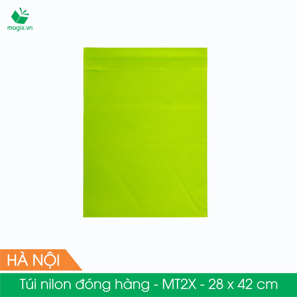 MT2X - 28x42 cm - Túi nilon gói hàng - 100 túi niêm phong đóng hàng màu xanh lá mạ