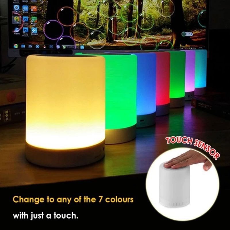 Loa Bluetooth Kiêm Đèn Ngủ Thông Minh - Đèn Led Cảm Ứng Thay Đổi Màu Sắc