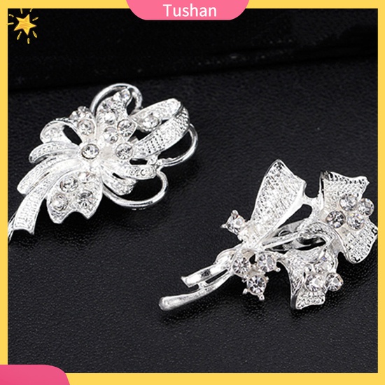 Set 12 Ghim Cài Áo Hình Bông Hoa / Bươm Bướm Đính Đá Thời Trang