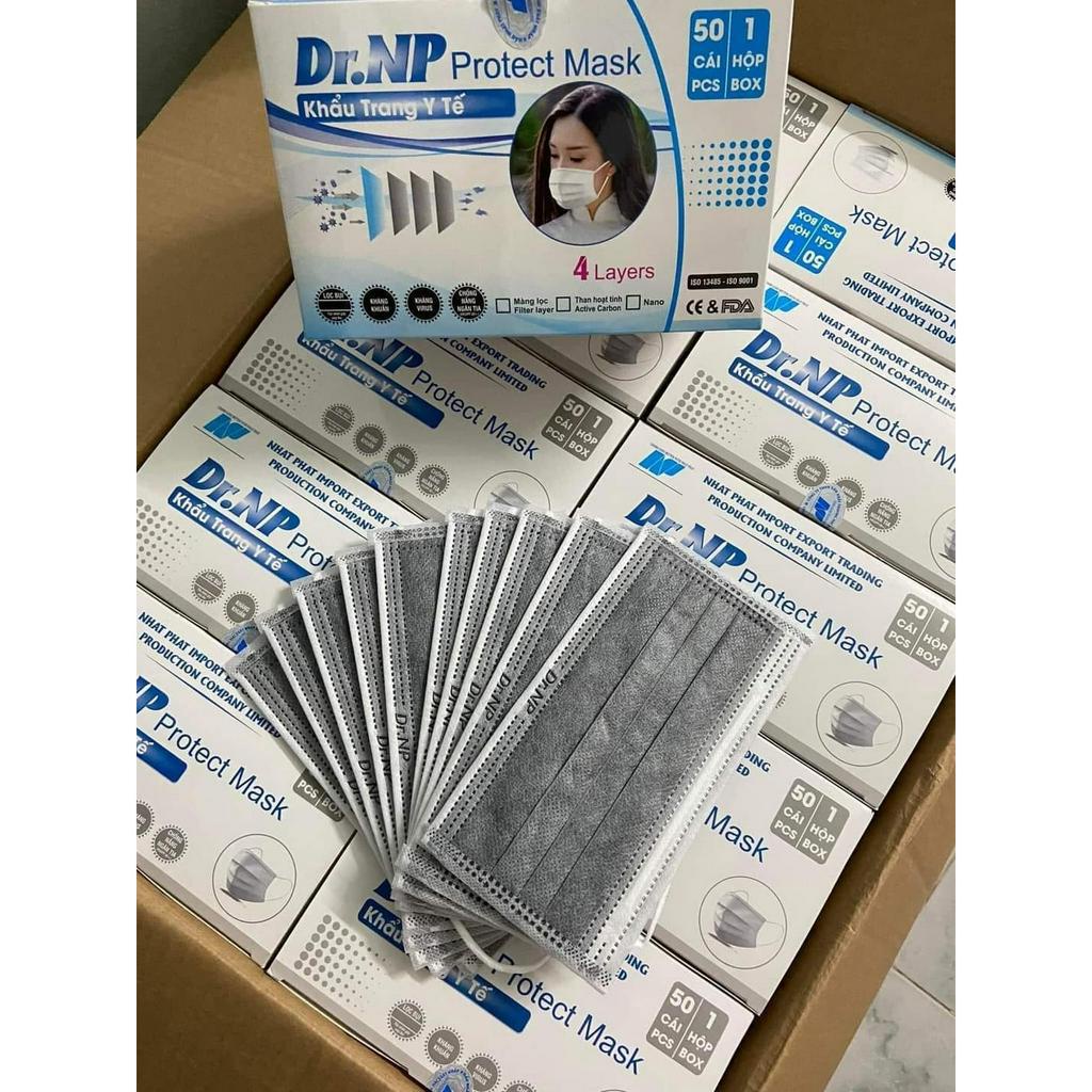 Khẩu trang y tế Dr.NP cao cấp công nghệ kháng khuẩn 4 lớp Medical Masks 50 CÁI /hộp 3 màu trắng, xanh, xám Dr.NP_