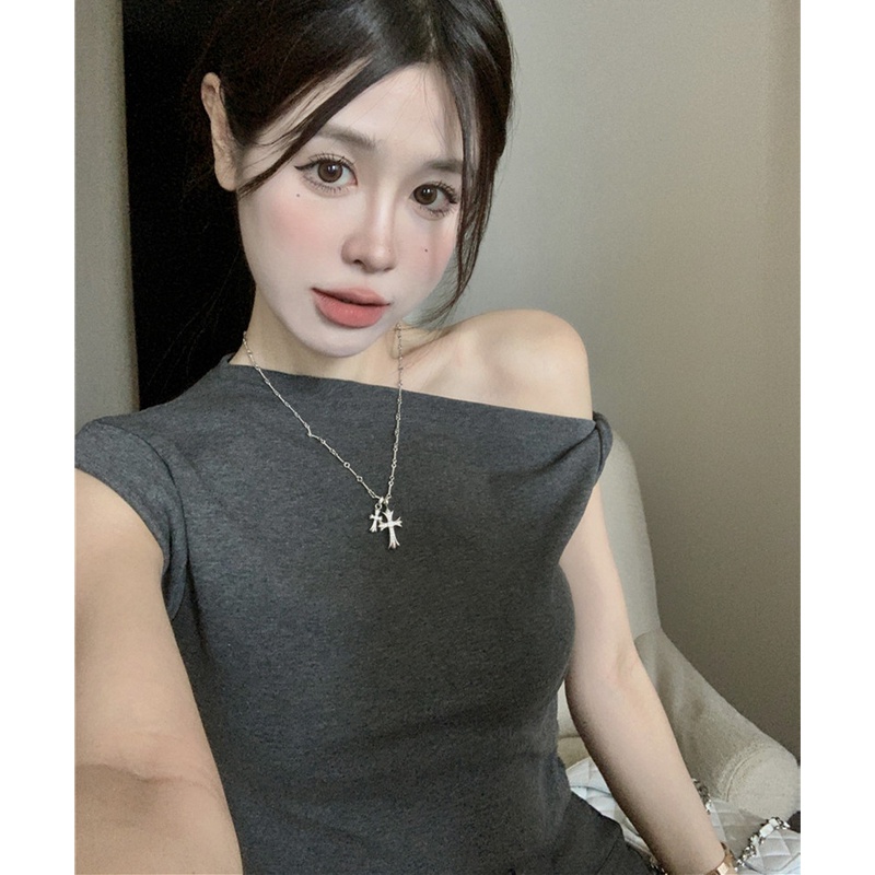 Áo Thun Không Tay Hở Vai Dáng Ôm Thời Trang Quyến Rũ Dành Cho Nữ