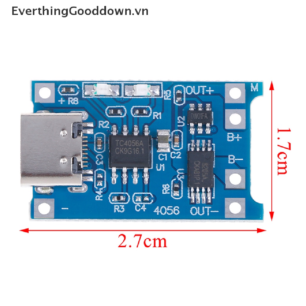 Bảng mạch sạc pin lithium TP4056 18650 Type C 5V 1A