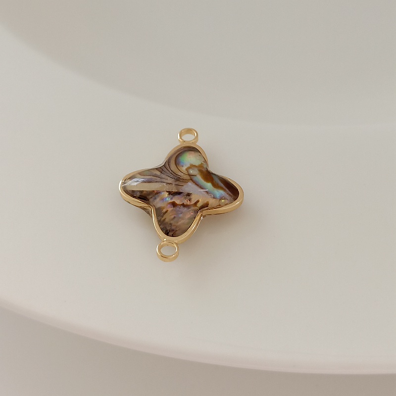 Mặt Dây Chuyền Hình Cỏ Bốn Lá Màu Vàng Đồng 14K DIY