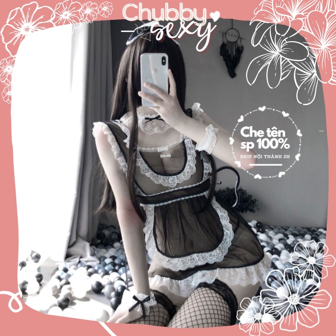 Cosplay Hầu Gái Váy Ren Xuyên Thấu Gợi Cảm Đồ Ngủ Cô Giúp Việc Anime Vải Voan Sexy Đồ Lót Gợi Cảm - CPL52 - Chubby.Sexy