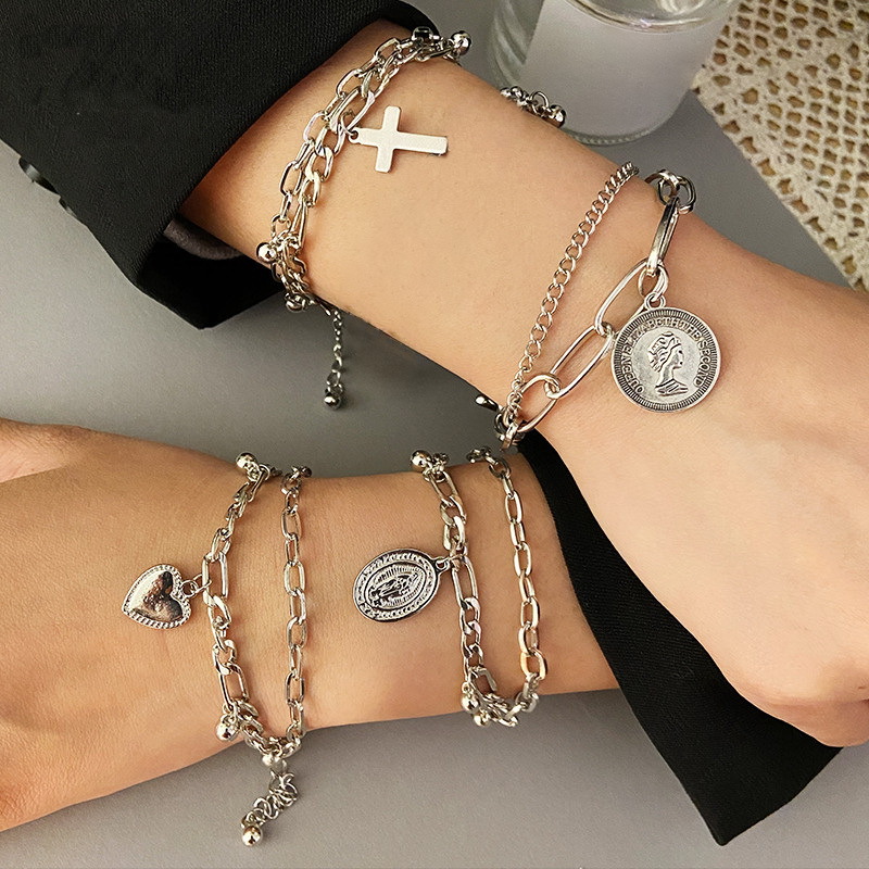 Vòng tay DODDER nhiều lớp nhiễu mẫu xinh xắn tùy chọn phong cách retro thời trang cho cặp đôi