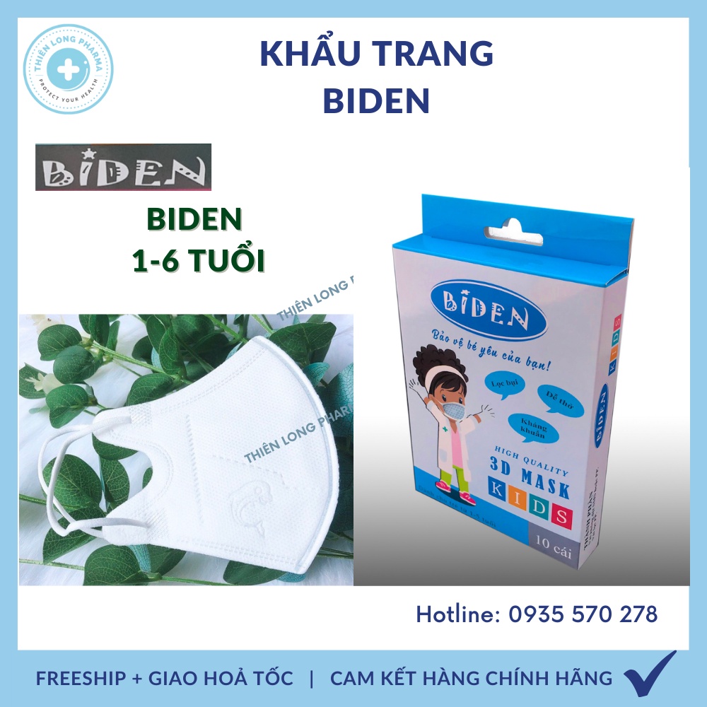 Khẩu trang trẻ em BIDEN [Hộp 10 Cái] khẩu trang y tế cao cấp cho bé hàng chính hãng công ty Cửu Long