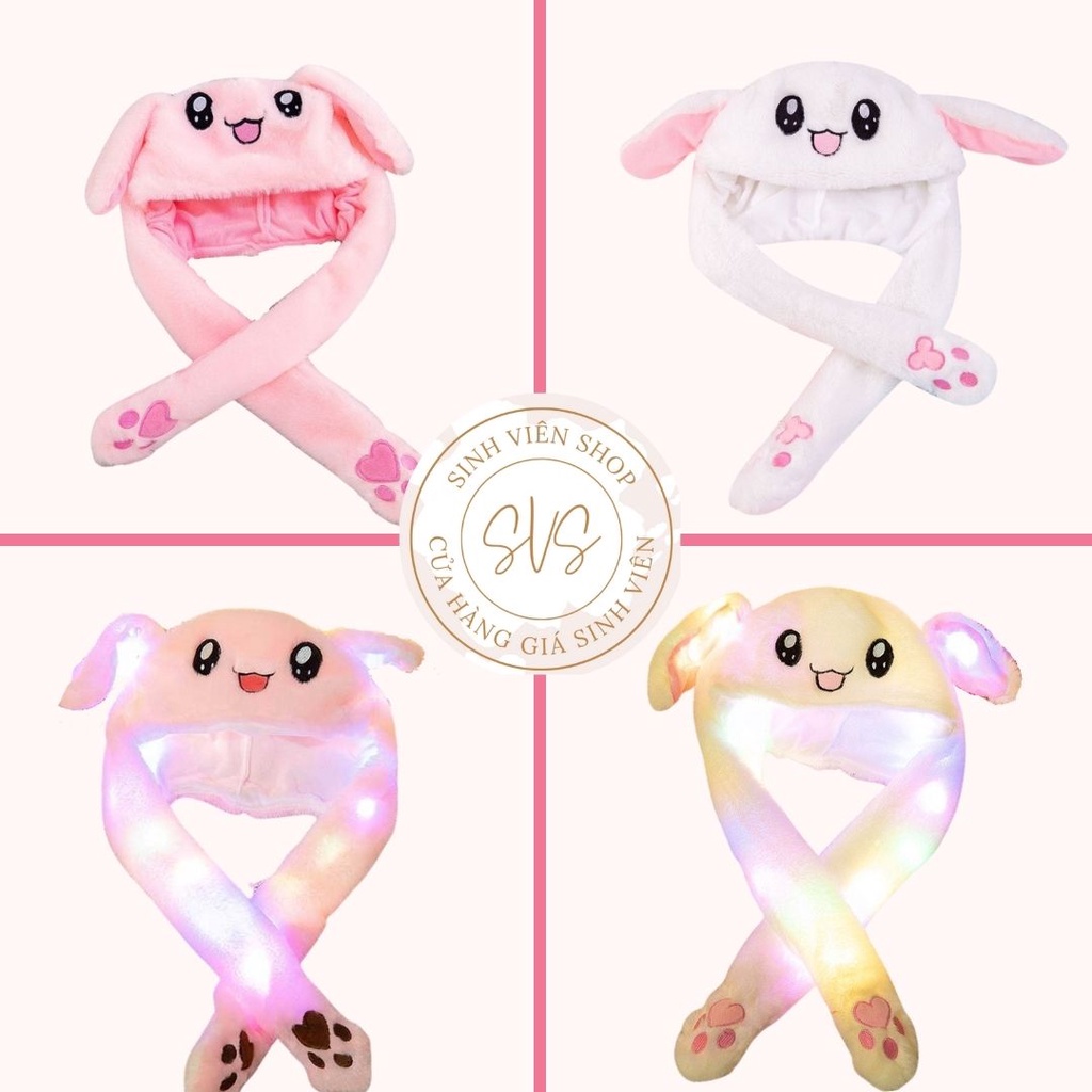 Nón tai thỏ vẩy nhúc nhích Kpop nón vũ điệu, nón thỏ Đà Lạt, nón thỏ giật tai