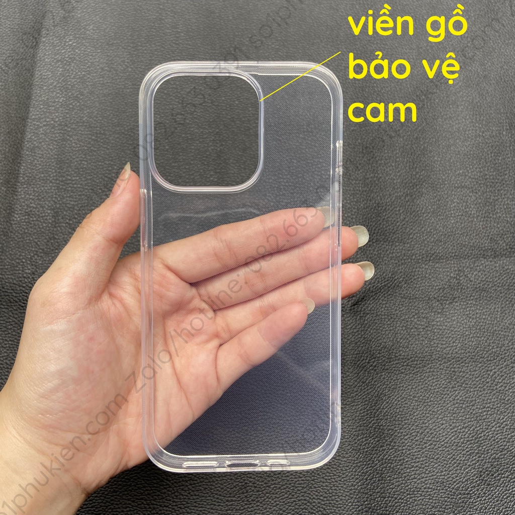 Ốp lưng ip 14 Promax ( Pro max ) / 14 Pro / 14 + ( Plus) / 14 dẻo trong bảo vệ camera và dẻo trong thường
