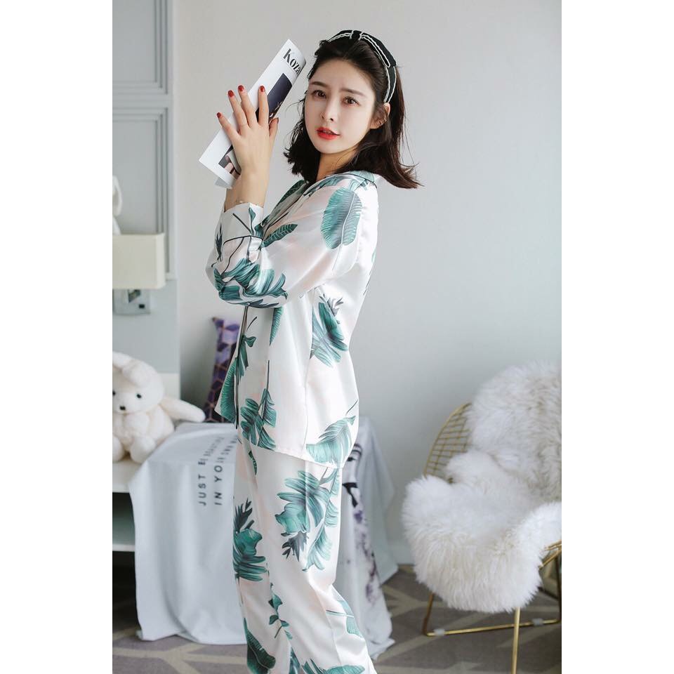 Bộ ngủ lụa dài tay họa tiết siêu xinh-BN008 | BigBuy360 - bigbuy360.vn