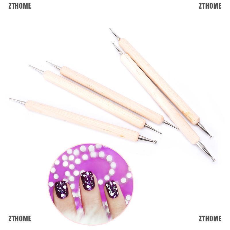 Set 5 Bút Gỗ 2 Đầu Chấm Bi Trang Trí Móng Nghệ Thuật