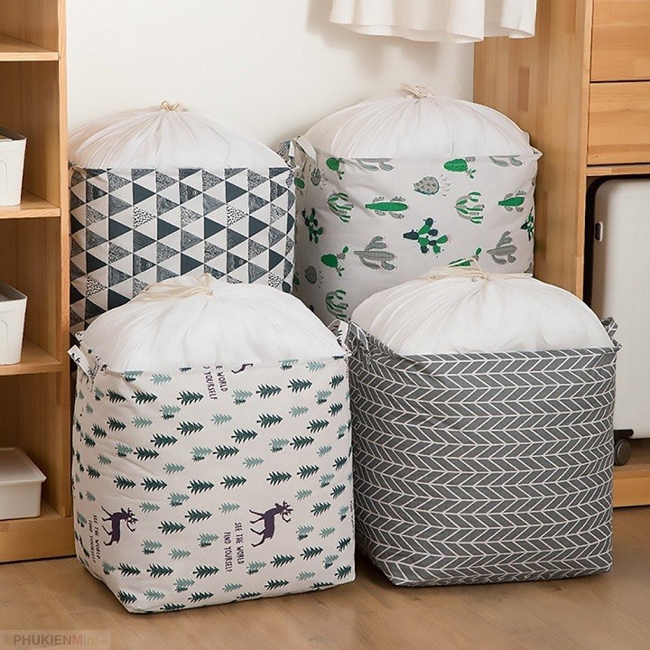 úi Đựng Quần Áo Cỡ Lớn 100 lít Vải Canvas Phong Cách Vintage TD03