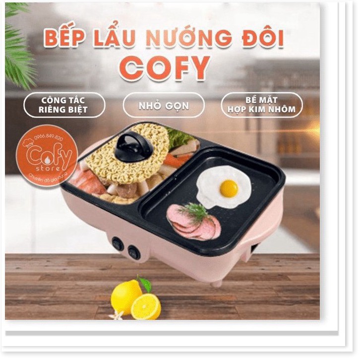 Nồi Lẩu Kiêm Nướng 🥘 2in1 Mini Hàn Quốc🥘 Bếp Lẩu Nướng Đa Năng Cao Cấp💯 Bảo Hành 3 Tháng