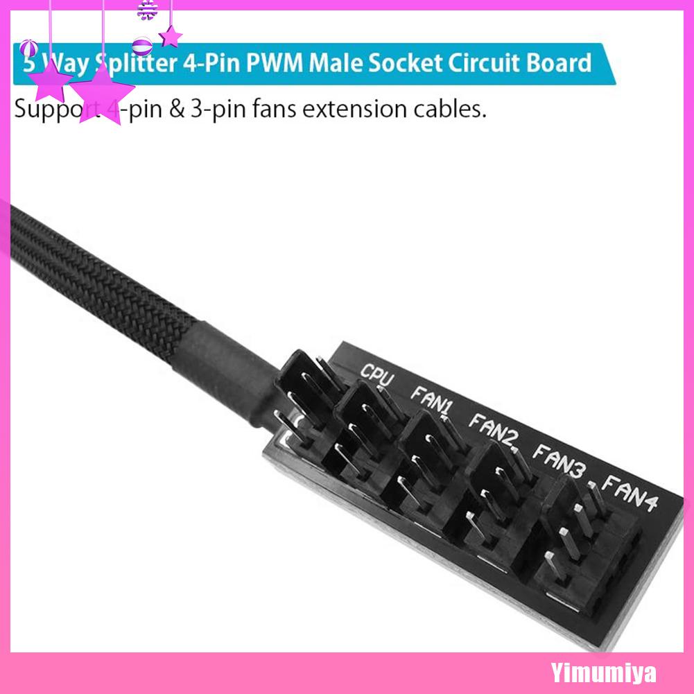 Cáp Chia Cổng Quạt Tản Nhiệt Cpu Máy Tính 40cm 1 Sang 5 4-pin Pwm
