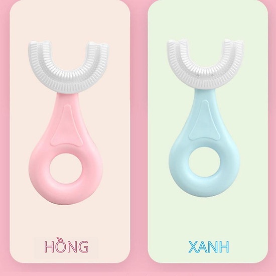 Bàn chải đánh răng cho bé chữ U bằng silicon mềm mại chịu được lực cắn cho bé từ 2 đến 12 tuổi