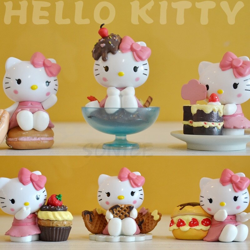 SANRIO Bộ 6 Mô Hình Nhân Vật Hoạt Hình Hello Kitty Đáng Yêu