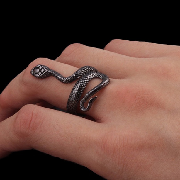 Nhẫn thời trang hình rắn phong cách Gothic cổ điển cá tính dành cho nam và nữ