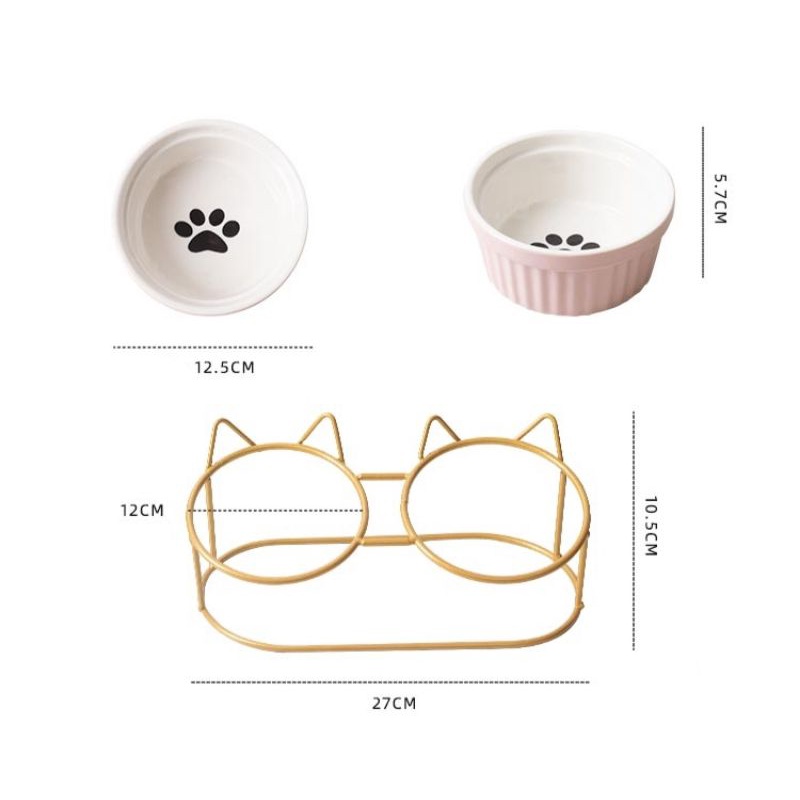 Bát ăn cho mèo chống gù lưng bằng sứ - chén ăn cho mèo