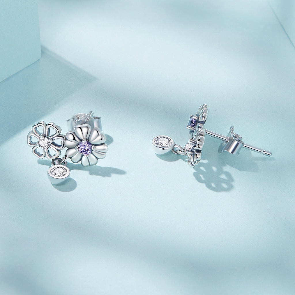 BAMOER Bông Tai bạc 925 HìNh Hoa CúC ThờI Trang