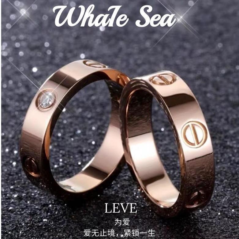 nhẫn nữ thép titan nhật bản và hàn quốc vàng hồng cặp ngón trỏ nam bạch kim đơn giản không khí thời trang hoang dãA