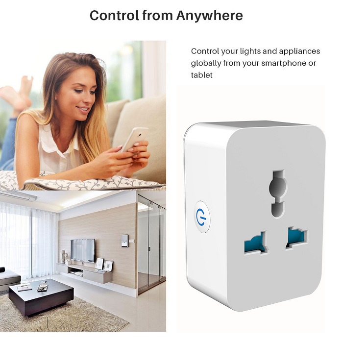 Ổ cắm Tuya Wifi di động- hỗ trợ Google/Alexa - điều khiển từ xa qua điện thoại, hẹn giờ, bật tắt.
