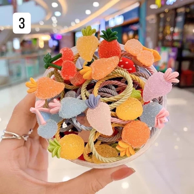 Hộp chun buộc tóc nhiều hình cho bé bái (30 dây)