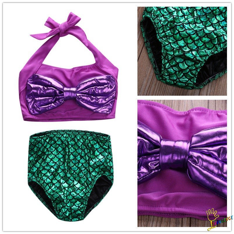 ❤XZQ-Girls Kids Mermaid Swimmable Bikini Set Swimwear Swimsuit Swimming Costumes