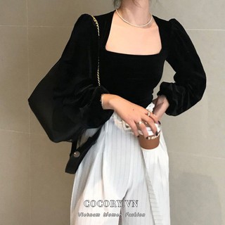 Áo thun croptop dài tay ôm dáng phong cách gợi cảm cho nữ