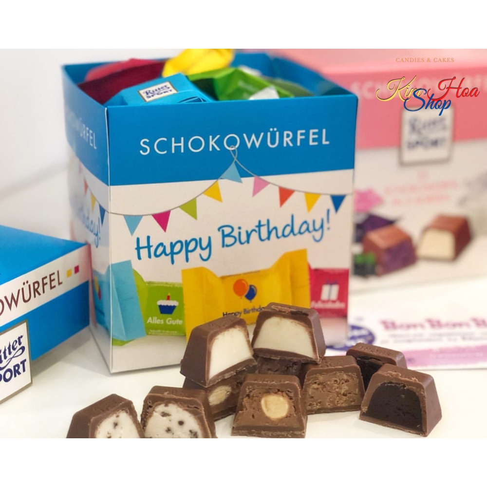 GIFT BOX hộp quà tặng SÔ-CÔ-LA tổng hợp RITTER SPORT Schokowürfel EU - MADE IN GERMANY