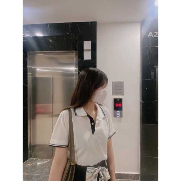 Áo Phông Nam Nữ Ao Polo Vải Cá Sấu Mặc Mát Thấm Hút Mồ Hôi Tốt Hai Màu Trắng Đen Mặc Làm Văn Phòng Hoặc Đi Chơi