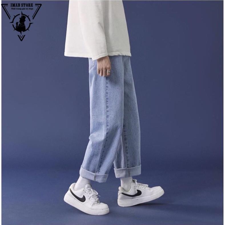 Quần baggy, jean nam, xanh sáng TR03, ống suông, rộng style hàn quốc 2022