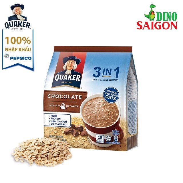 Thức uống yến mạch Quaker Oats 3in1 Vị Chocolate