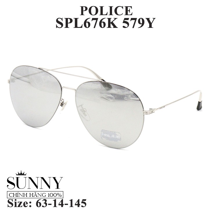 Kính mát thời trang chính hãng nhiều màu Police SPL676K, thiết kế dễ đeo bảo vệ mắt