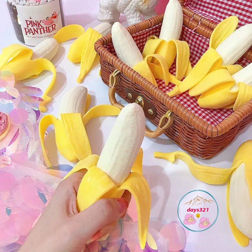 Squishy Mochi hình CHUỐI CHÍN BÓC VỎ mềm mịn dễ thương chân thực giảm stress co dãn đàn hồi ngộ nghĩnh bóp giải trí