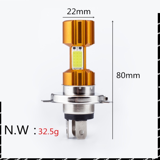 Bóng Đèn Pha Led H4 18w 3 Cob Hm6 Ba20D Cho Xe Mô Tô