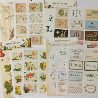Set 16 sticker tem vintage cực xinh