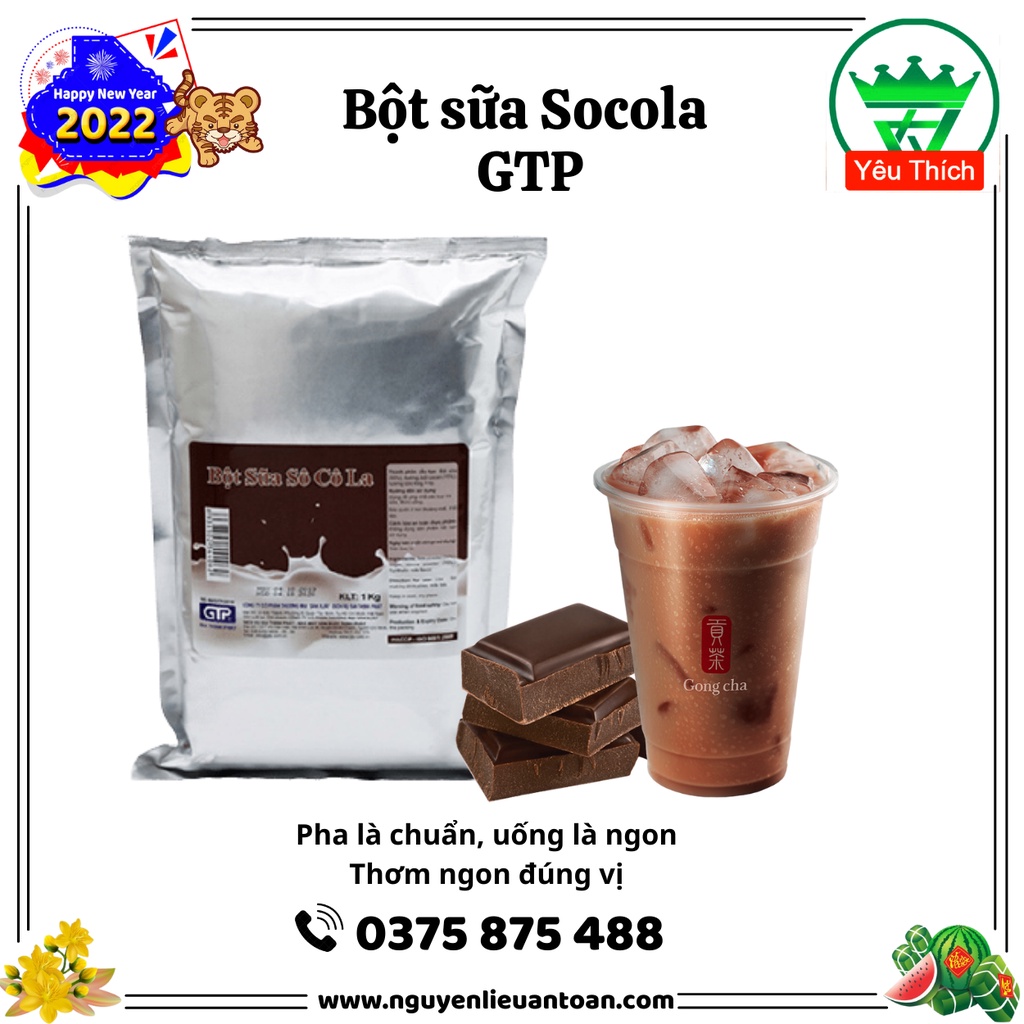 Bột sữa Sô cô la GTP 1kg Làm Trà Sữa Socola