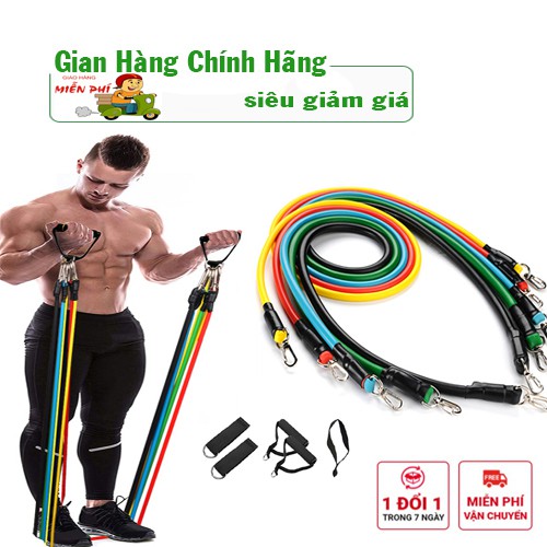 Bộ 5 dây ngũ sắc tập Full Body, 5 dây 5 lực khác nhau dụng cụ tập Gym đa năng