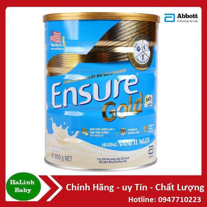 Sữa Bột Ensure gold ít ngọt hộp 850g ( Date 2021 )