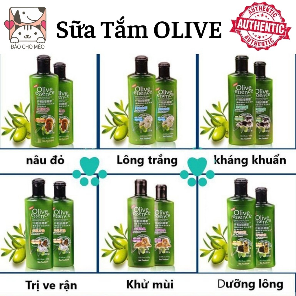 Sữa tắm Olive chó mèo 450ml SIÊU MỀM MƯỢT 4 loại đa công dụng - Đảo Chó Mèo 15000