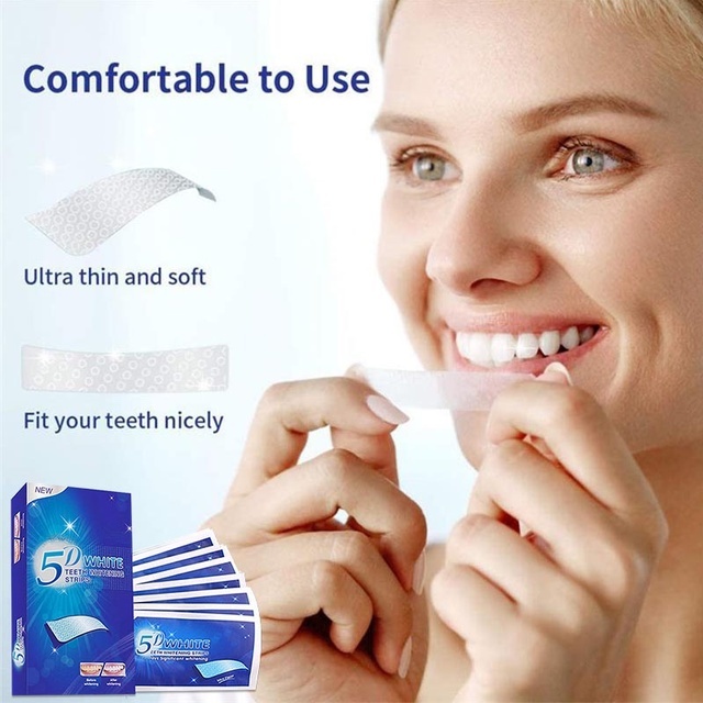 miếng dán trắng răng Tờ Miếng dán Trắng răng 5D White Teeth Whitening Stripss MagicBeauty Bộ 14 Thanh Tẩy Trắng Răng An Toàn Chăm Sóc Răng Miệng