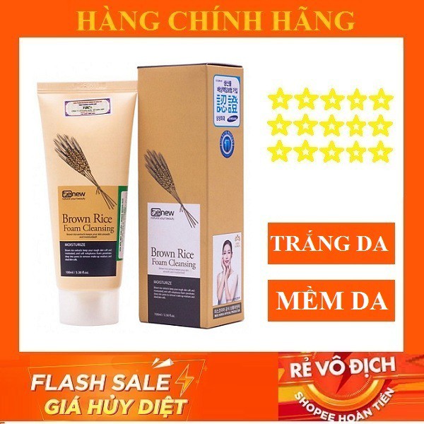 HÀNG CHÍNH HÃNG- Sữa rửa mặt gạo trắng da BENEW BROWN RICE Hàn quốc 100ml/Hộp