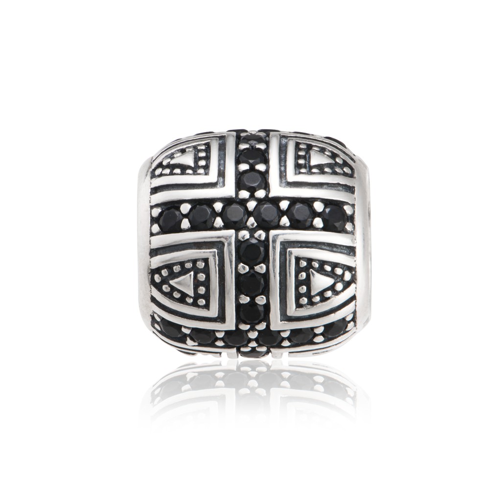 Hạt charm nam PNJSilver My Man hình trụ tròn đính hạt 0000K060161