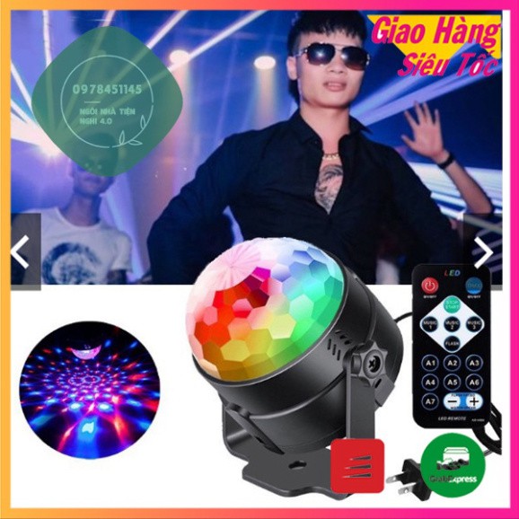 🔥Giá lẻ như giá sỉ🔥 Đèn nháy theo nhạc led cầu mini, đèn bar chớp nhiều màu đẳng cấp có điều khiển từ xa
