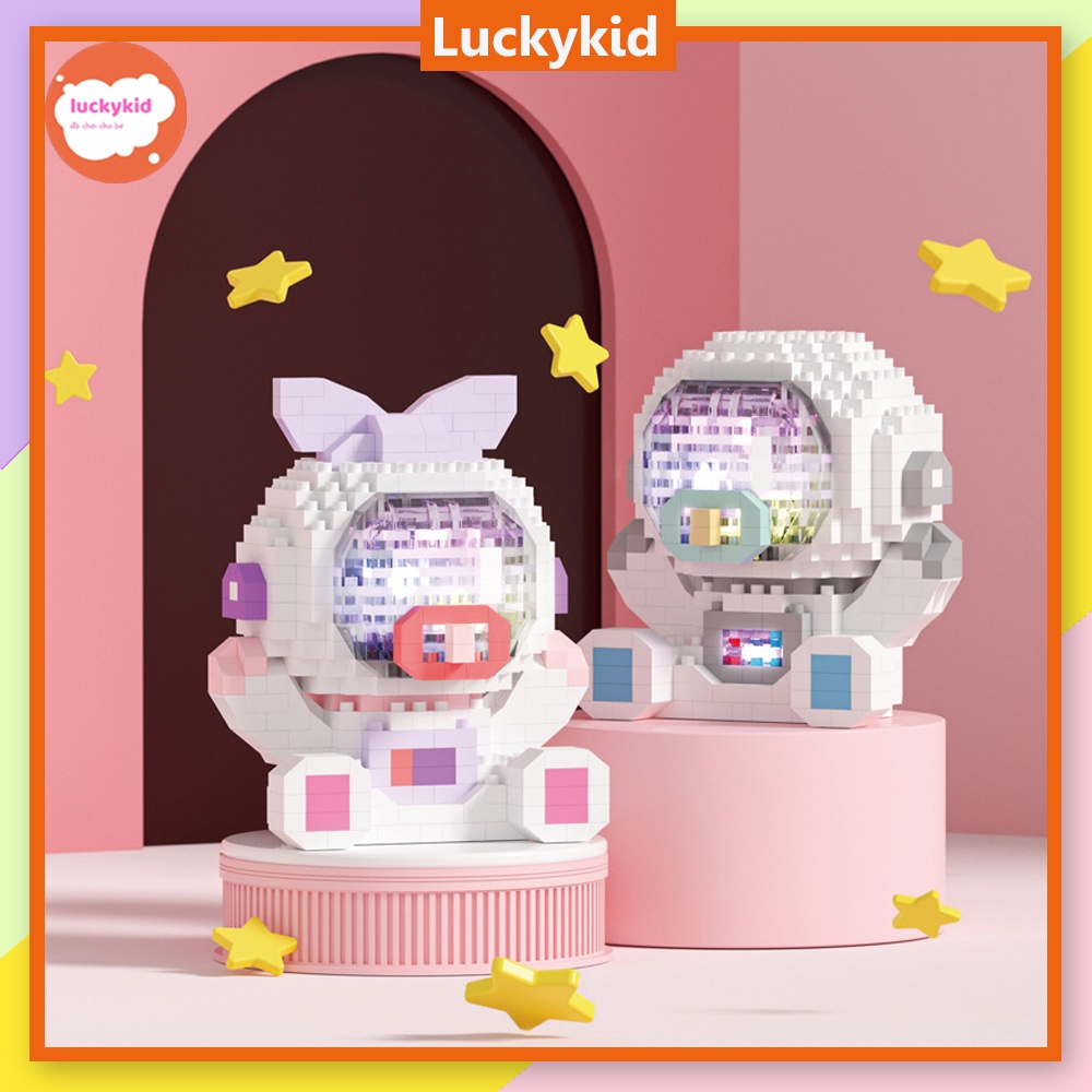 Mô hình lắp ráp lắp ghép xếp hình 3d cute mini cute nhân vật hoạt hình, phi hành gia đáng yêu cho bé