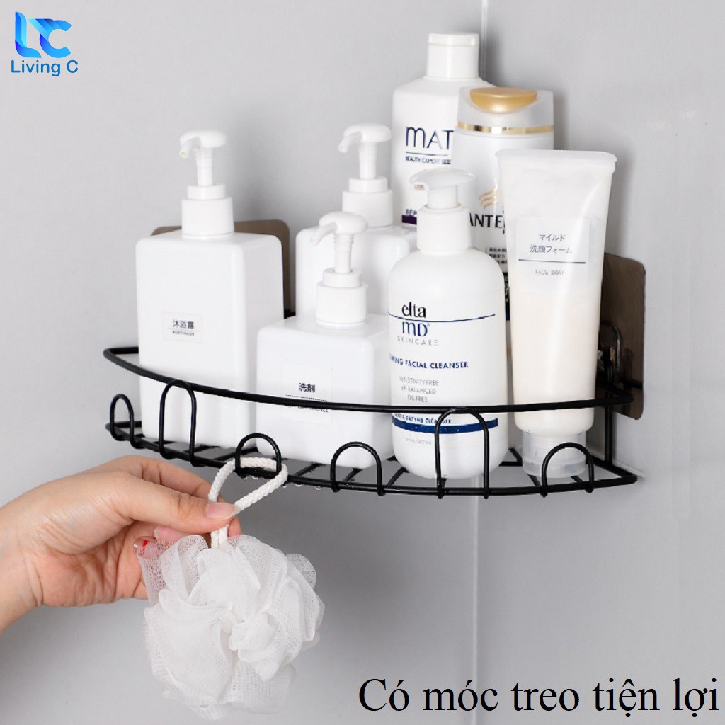 Kệ treo tường TAM GIÁC Living C, giá kệ KIM LOẠI đựng mỹ phẩm gia vị dán tường chịu lực đa năng  _K177