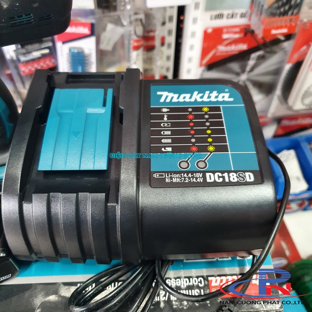 Máy khoan búa vặn vít dùng pin Makita DHP453SFX8